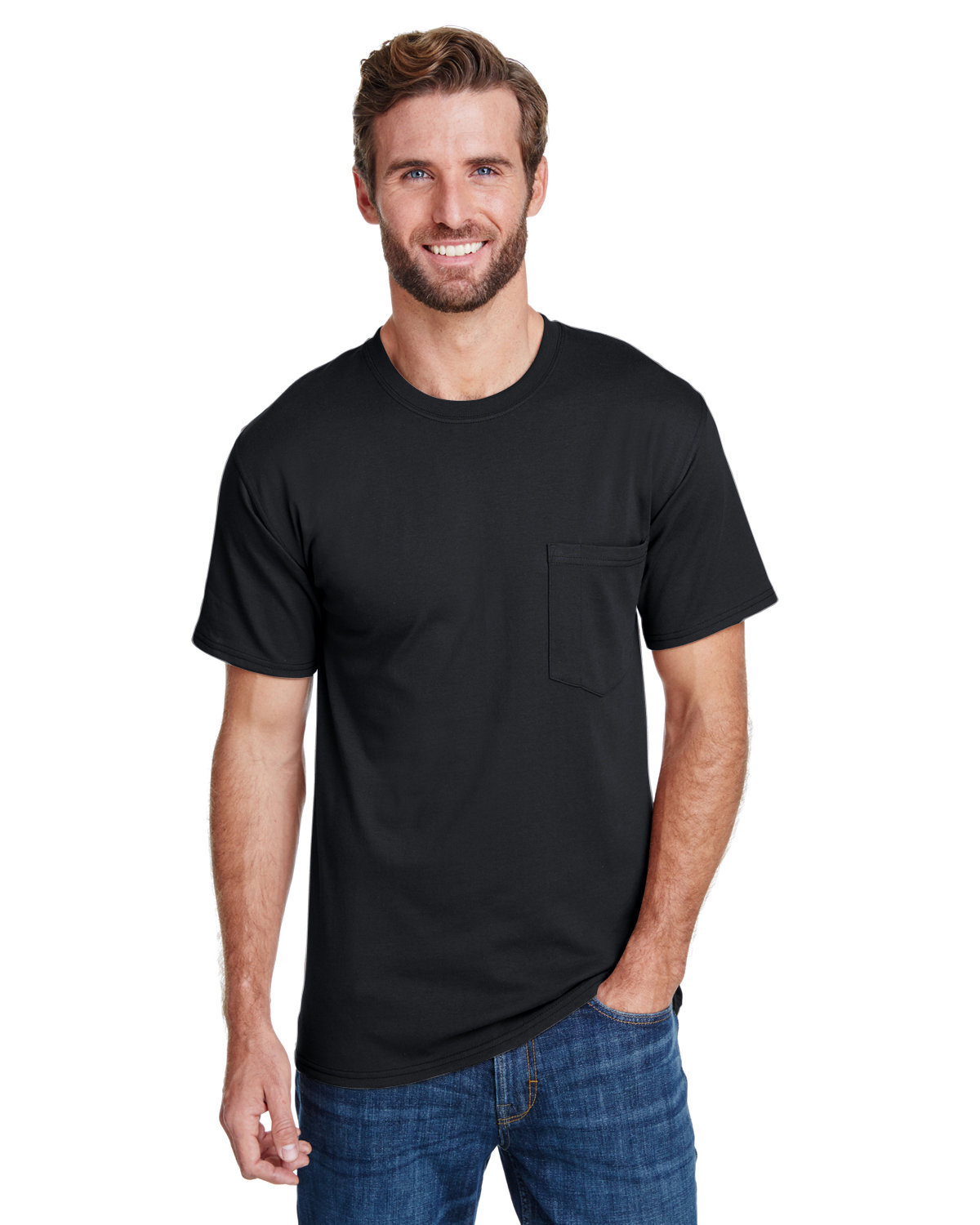 3 Pack Of Hanes W110 Adult Short Sleeve T Shirt Workwear Pocket Stylish T-Shirt