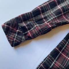 Genuine Dickies Men 100% Cotton Red Black Plaid Flannel Button Down Shirt S