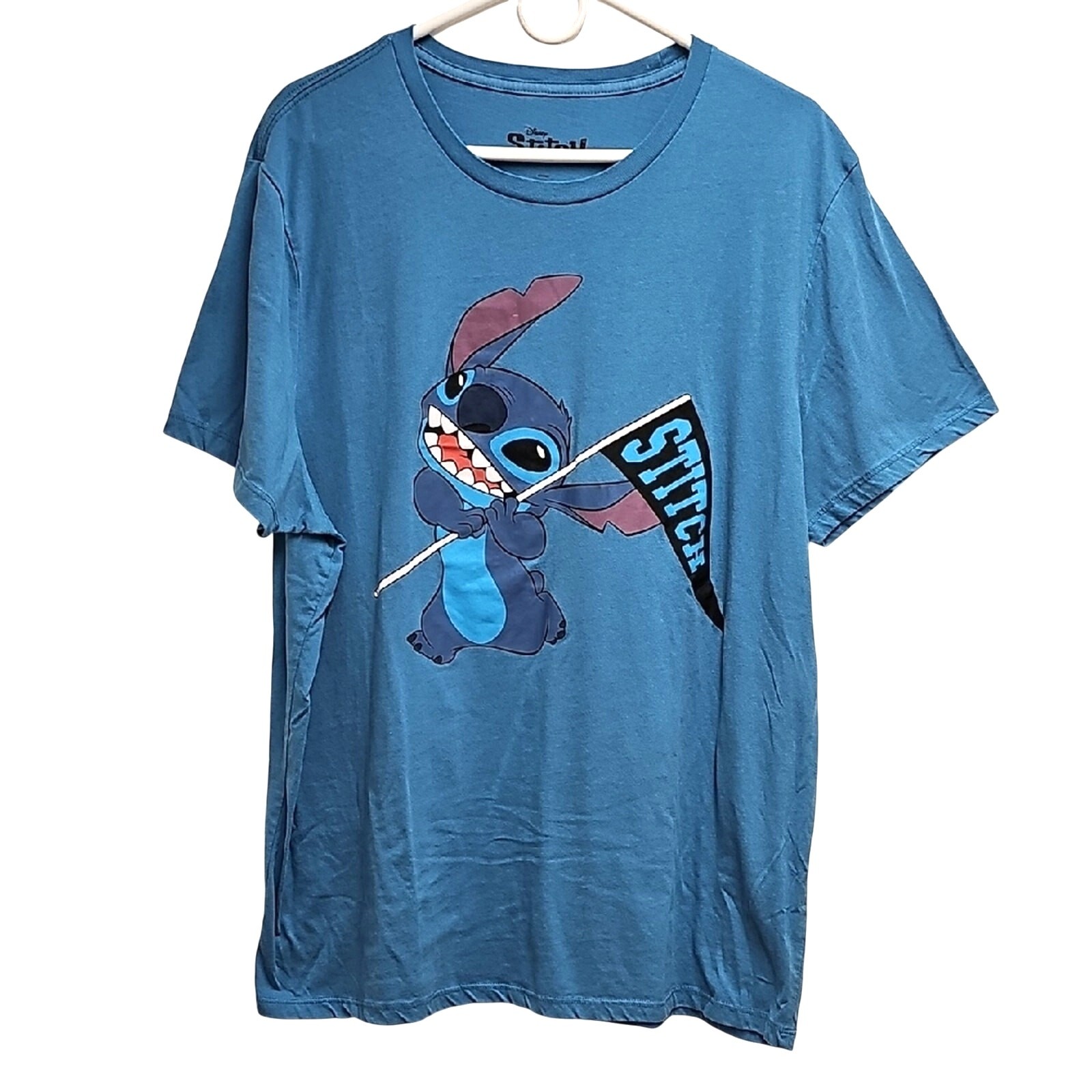 Disney Blue Unisex Cotton Poly Blend Stitch Graphic T-Shirt Size 2X (44/46)