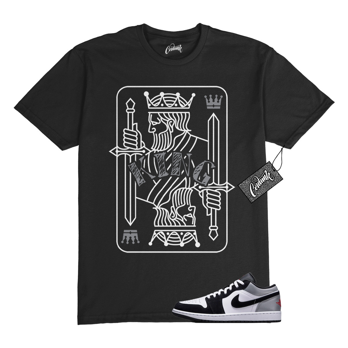 1 Black Matte Silver White Fire Red T Shirt Match KING