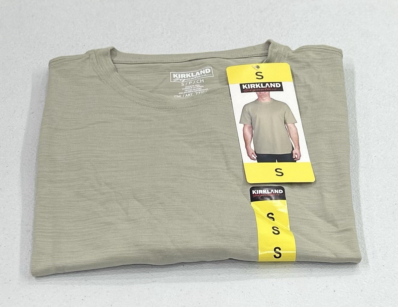 Kirkland Signature Men’s Pima Cotton Slub Tee, Tan, Size S gallery