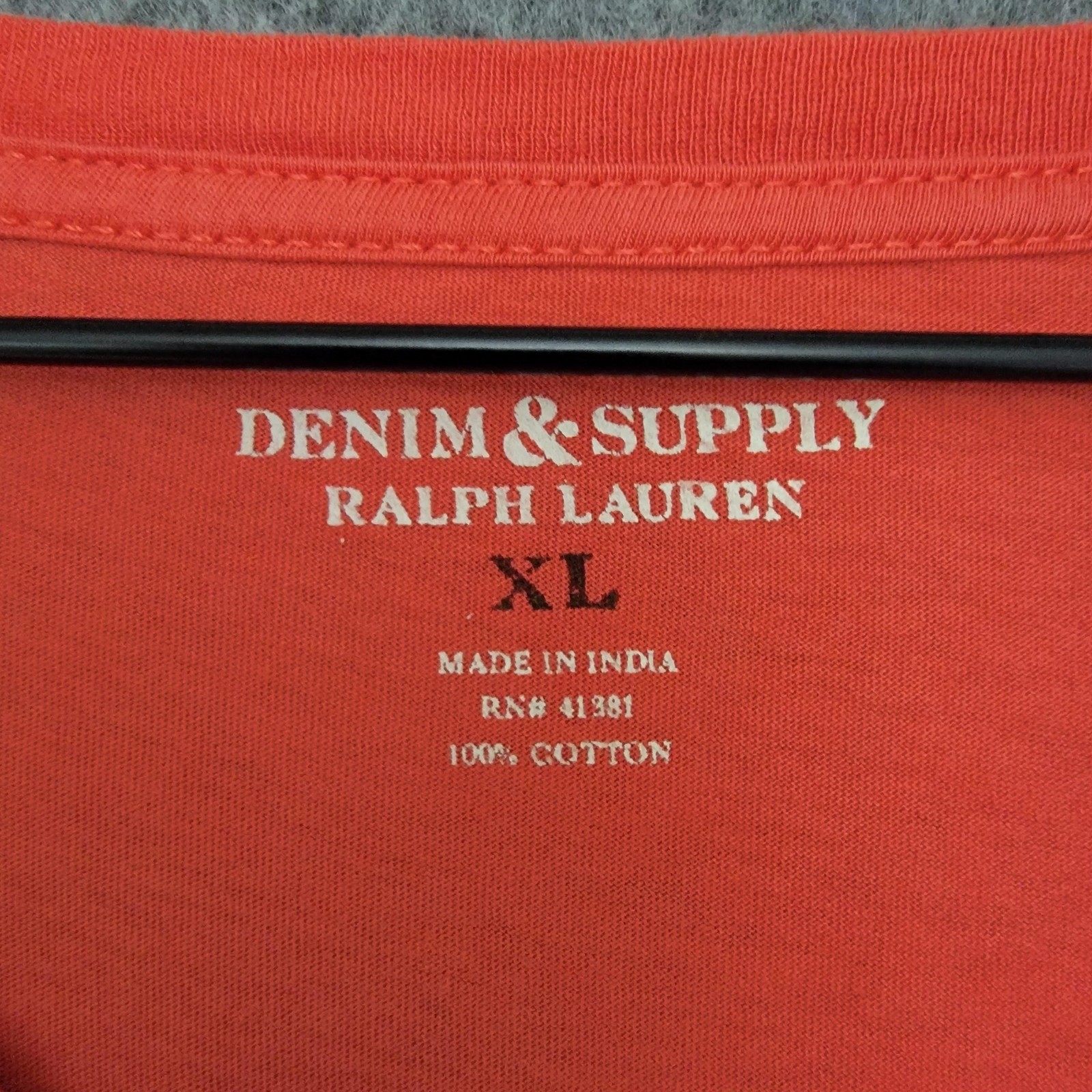 Denim & Supply Ralph Lauren Shirt Mens XL Red Orange V-Neck Pocket Cotton Flag gallery