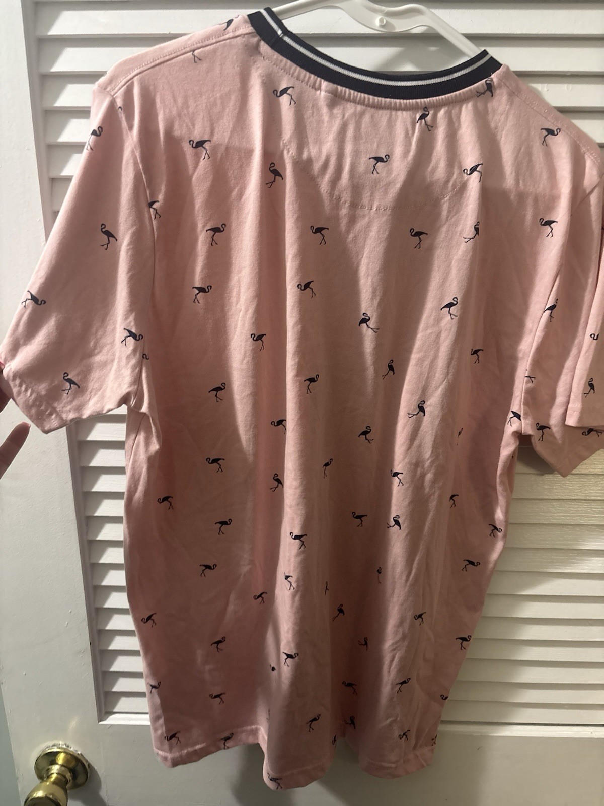 Denim & Flower Ricky Singh Men's Pink Flamingo Crew Neck Knit Tee L gallery