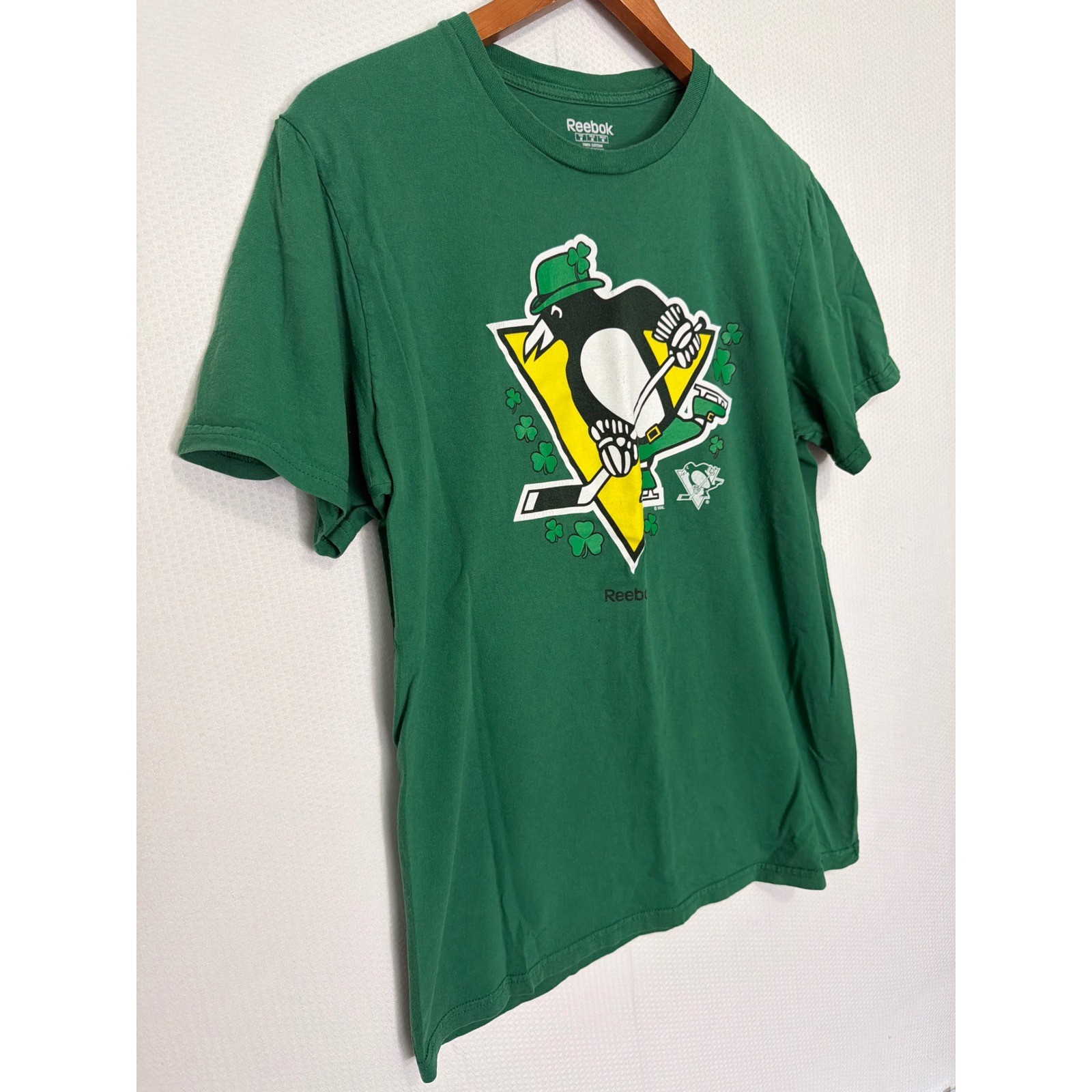 Reebok Pittsburgh Penguins St Patricks Day T-Shirt Mens Medium Green NHL Hockey gallery