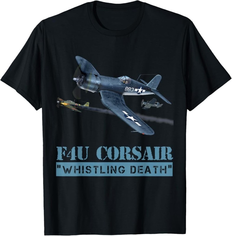 F4U Corsair “Whistling Death” Awesome Warbird WW II Military fighter T-Shirt