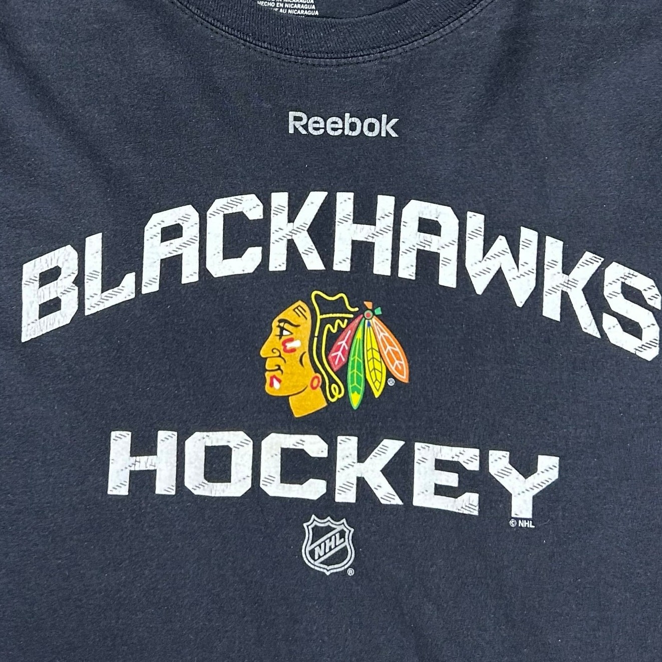 Reebok Chicago Blackhawks Hockey Long Sleeve T-Shirt NHL Tee Black Mens Size M gallery