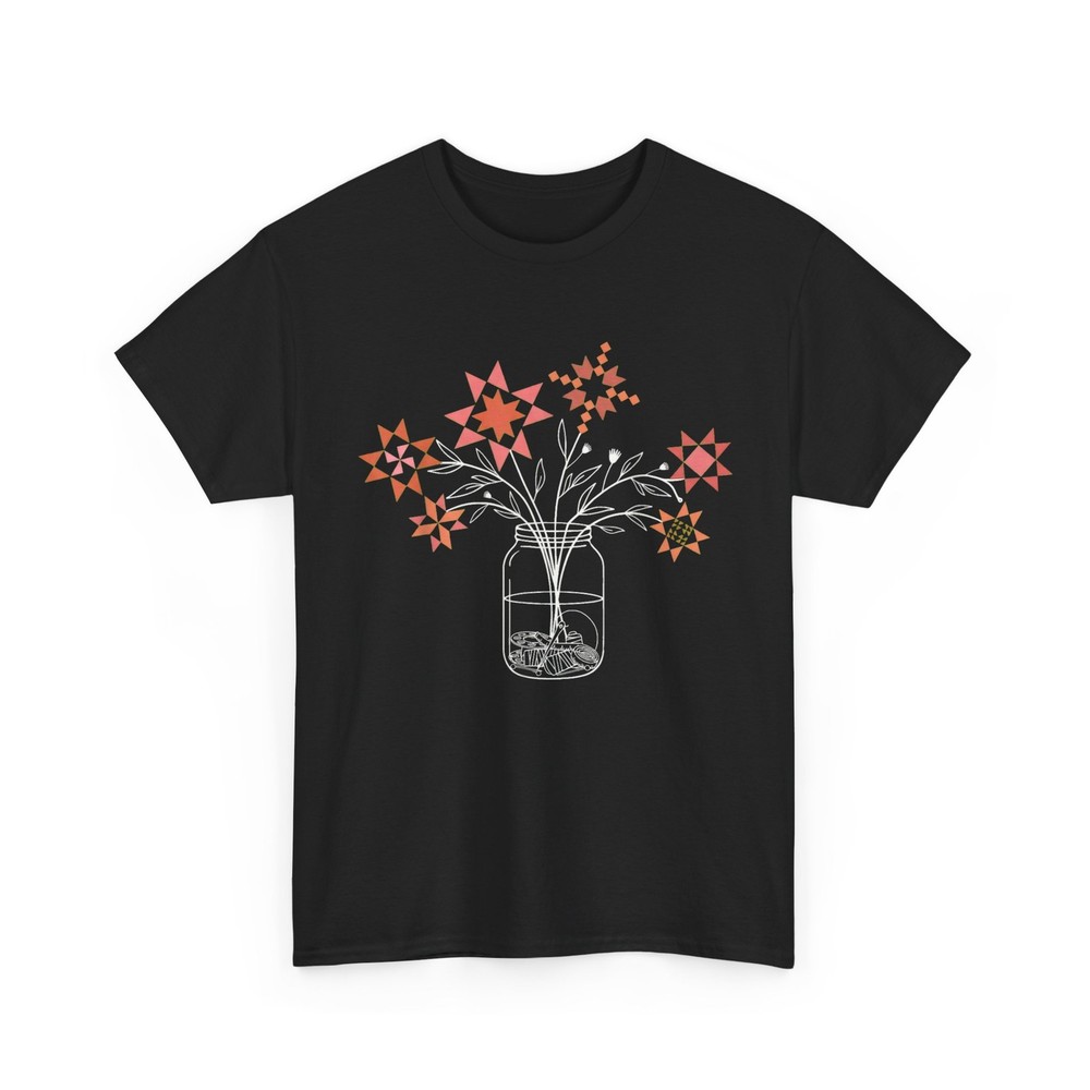 Patchwork Posy Jar Funny Quilt Block Flower Tee, Patchwork T-Shirt
