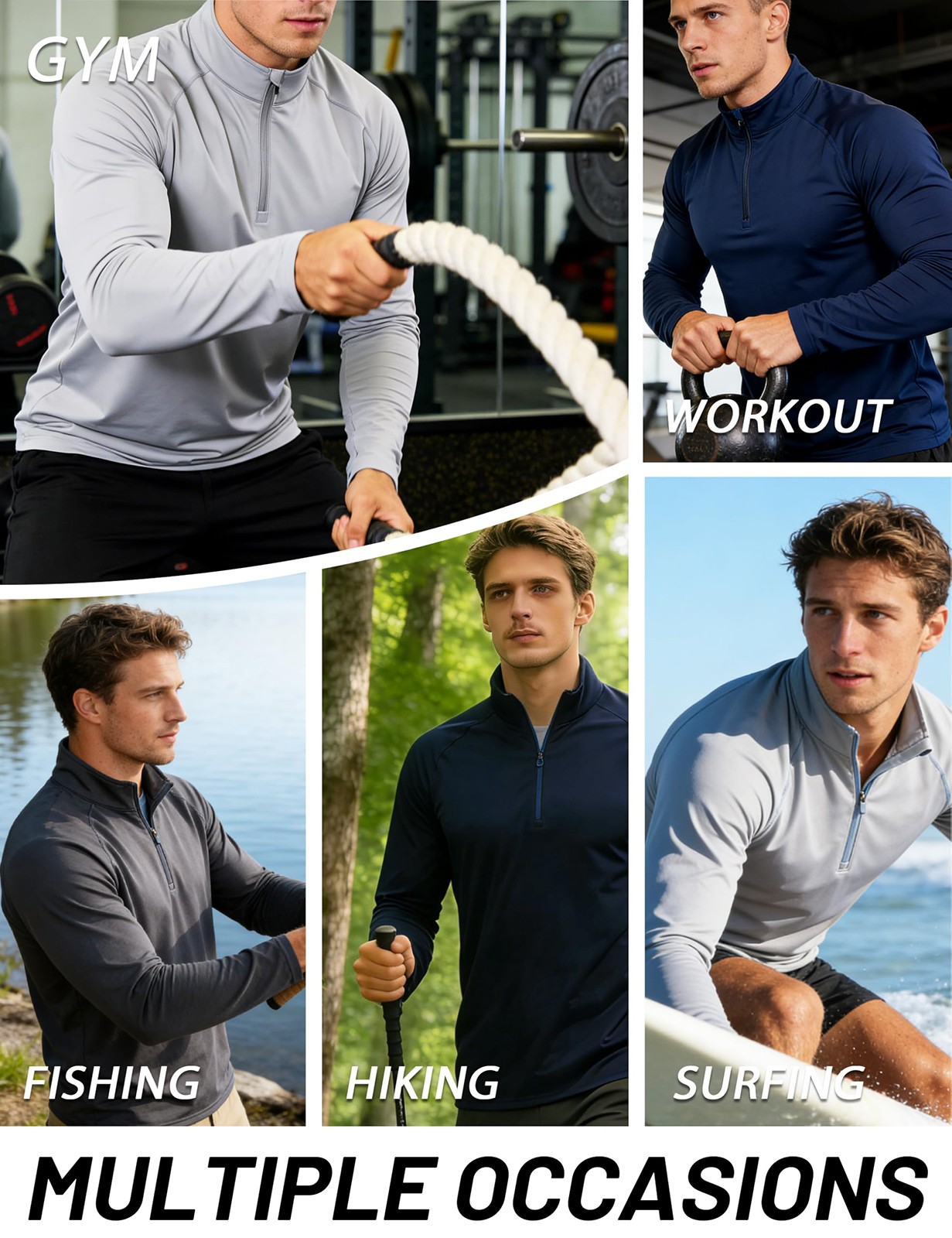 UPF50+ Long Sleeve 1/4 Zip Men's T-Shirts Sun Block UV Shirts Quick Drying Tops gallery