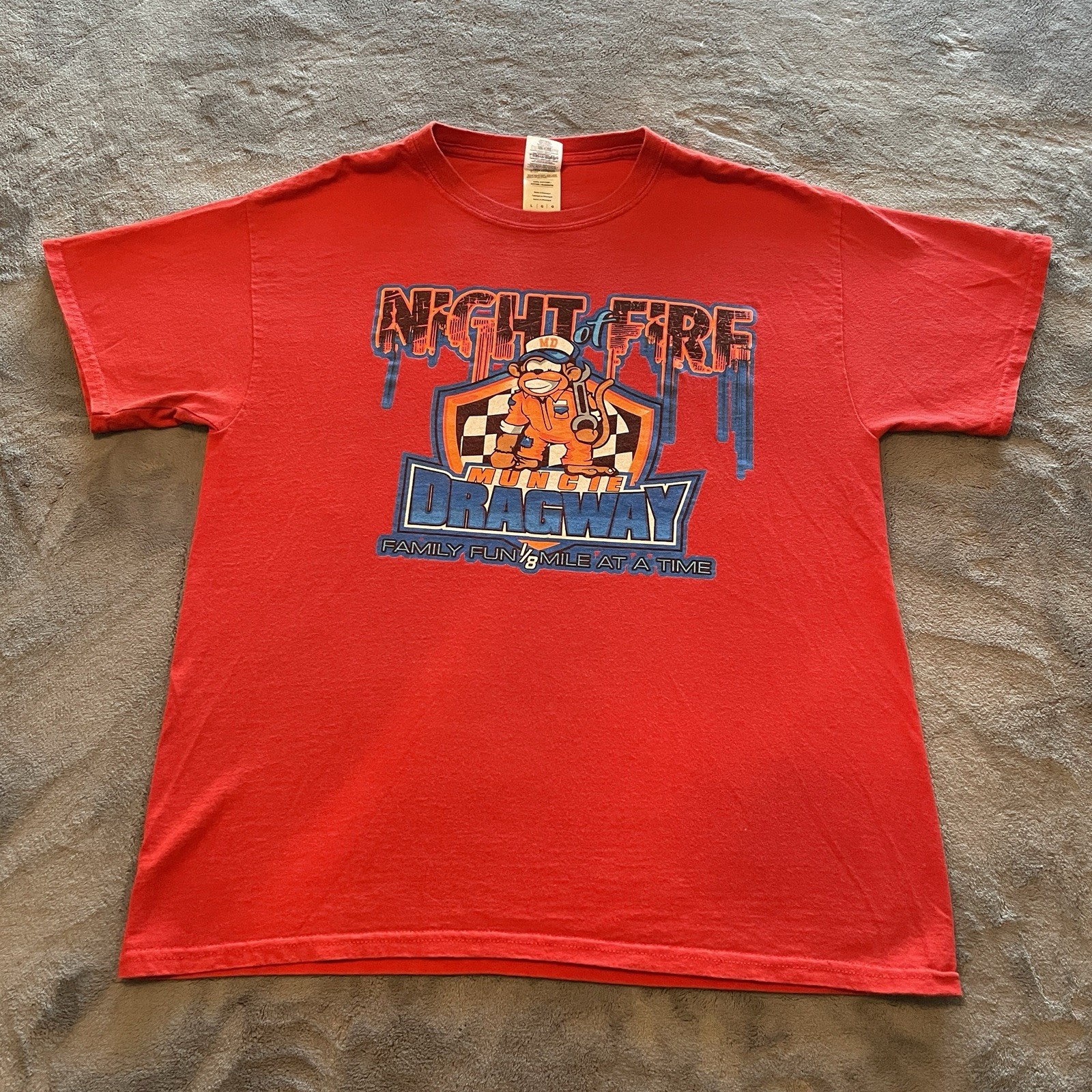 Vintage Drag Racing T-Shirt Mens Large Semi Art Motorsports Hot Rods Muscle Cars gallery