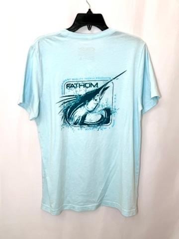 Fathom Offshore Marlin Fishing T-Shirt Mens Large Light Blue Short Sleeve Tee gallery