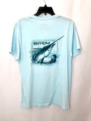Fathom Offshore Marlin Fishing T-Shirt Mens Large Light Blue Short Sleeve Tee