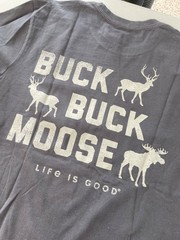 Life Is Good Crusher Tee Medium Buck Buck Moose Long Sleeve Shirt Jet Black NEW