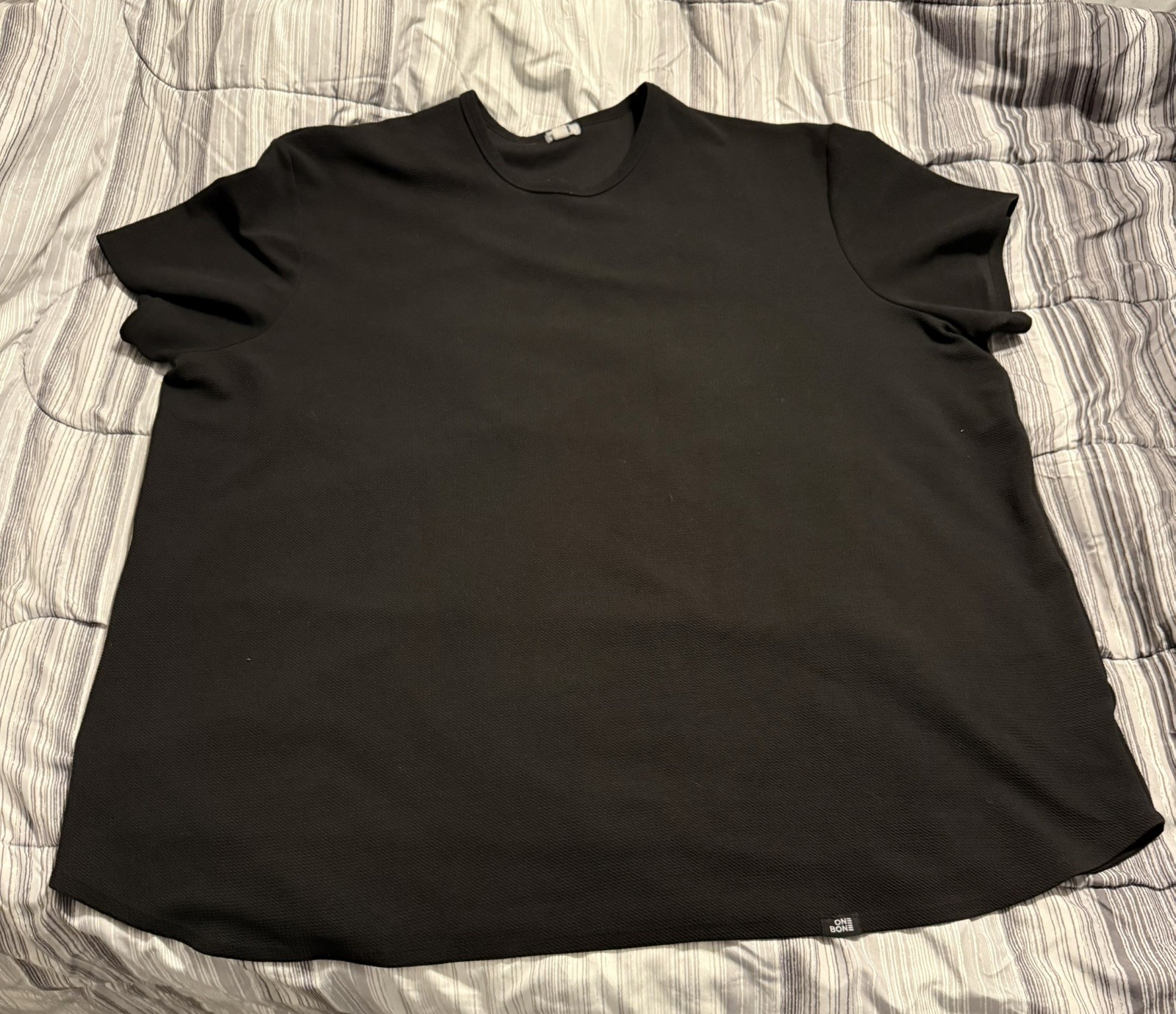 One Bone Bullet Men’s 7XL Black Short Sleeve Shirt, Wrinkle-Free, Waffle Tee