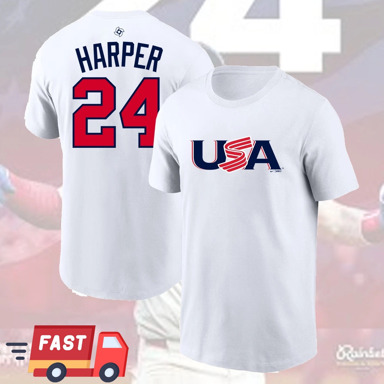HOT! Bryce #24 Harrper USA Baseball 2026 Name & Number Players For Fans gallery