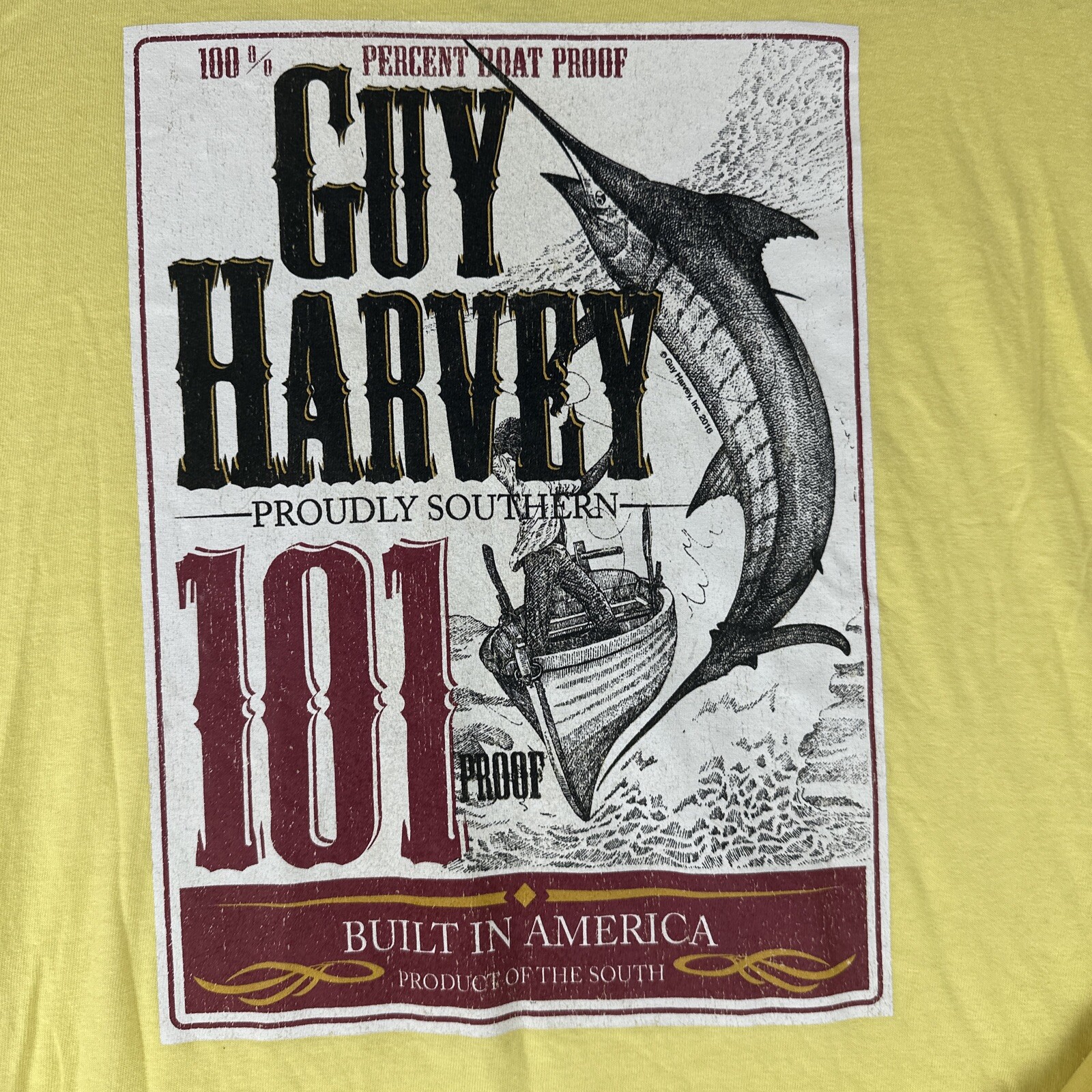 Guy Harvey Men's T-Shirt XL Proudly Southern 101 Proof Boat Marlin Fishing LS gallery