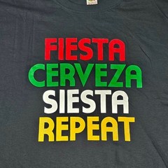 Fiesta Cerveza Siesta Repeat Graphic T-Shirt Mens XL Party Vacation