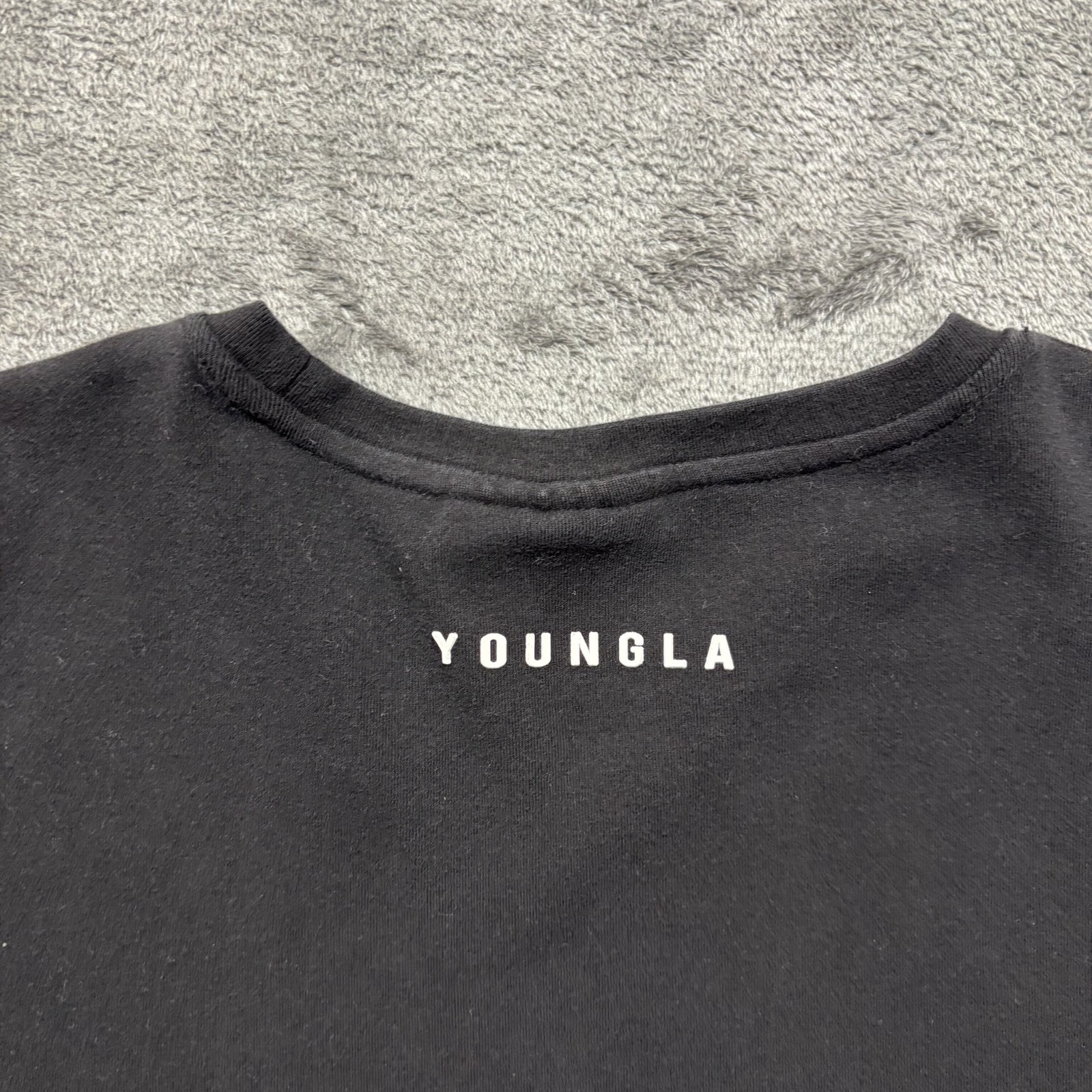 Youngla Shirt Mens Small Black Oversized Short Sleeve Los Angeles Logo Stretch gallery