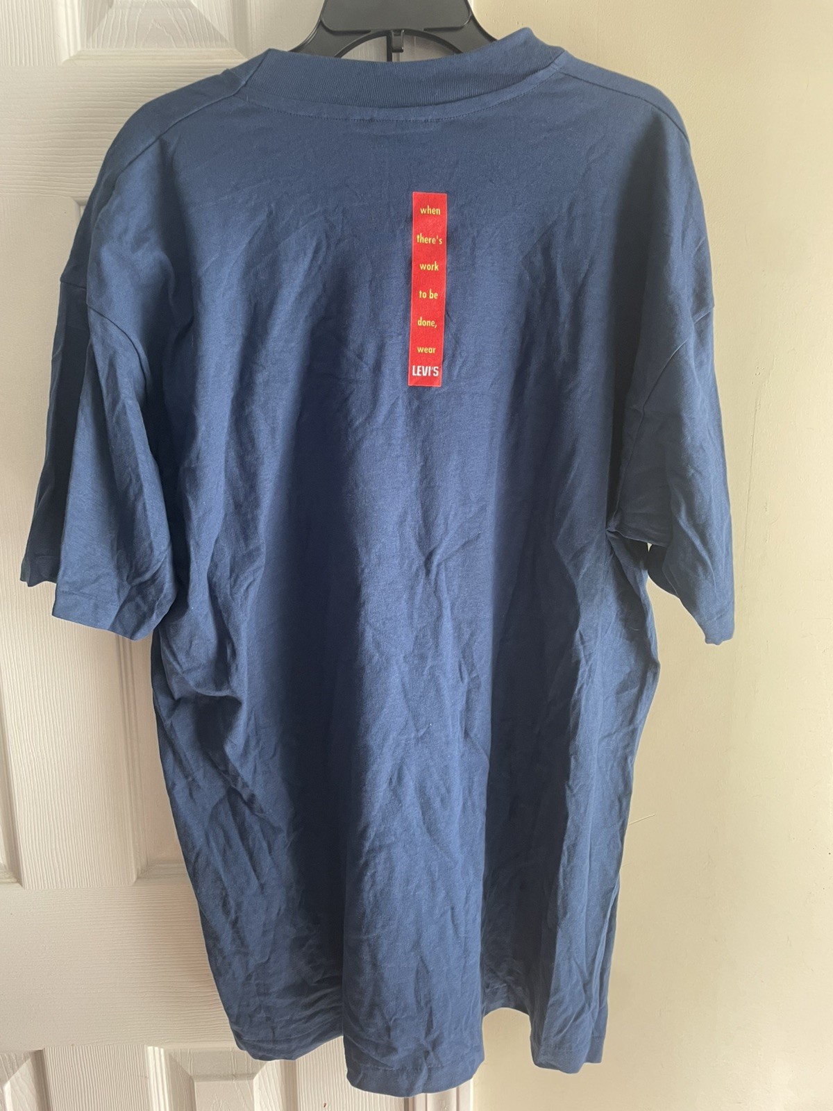 Levis Jeans Overalls 90s Vintage USA Workwear Graphic Tee Blue XL Deadstock gallery