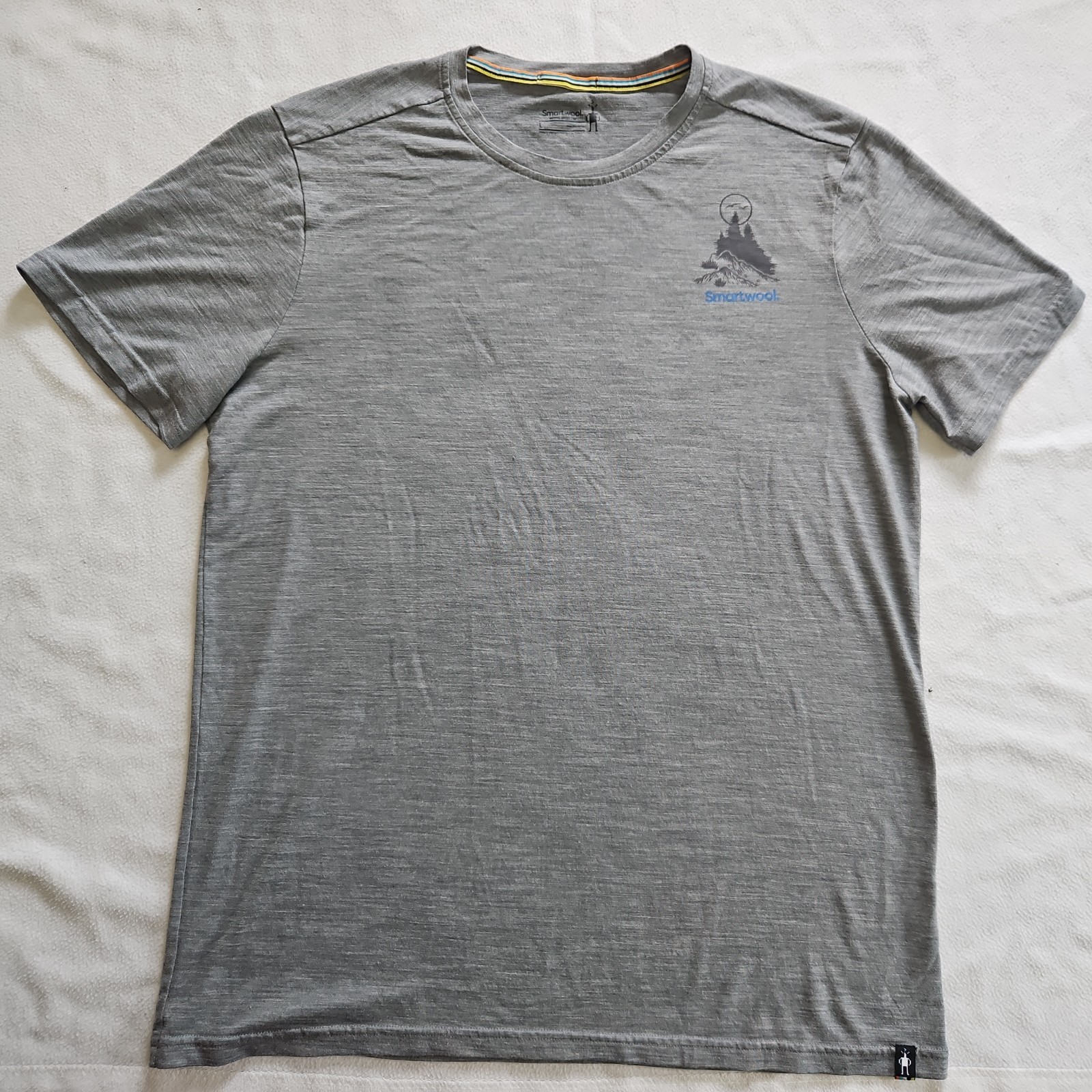 Smartwool Merino Sport 150 Mens Large Gray Summit Graphic Tee Shirt UPF 20+