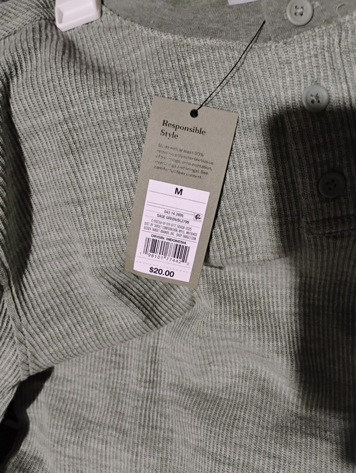Goodfellow & Co Men's Medium Sage Green Long Sleeve Textured NWT Shirt gallery