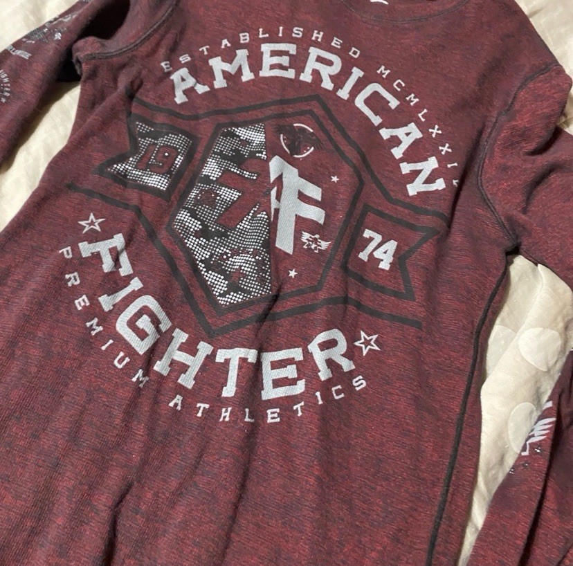 American Fighter Men's Long Sleeve Deep Red Thermal Shirt, Size Large gallery