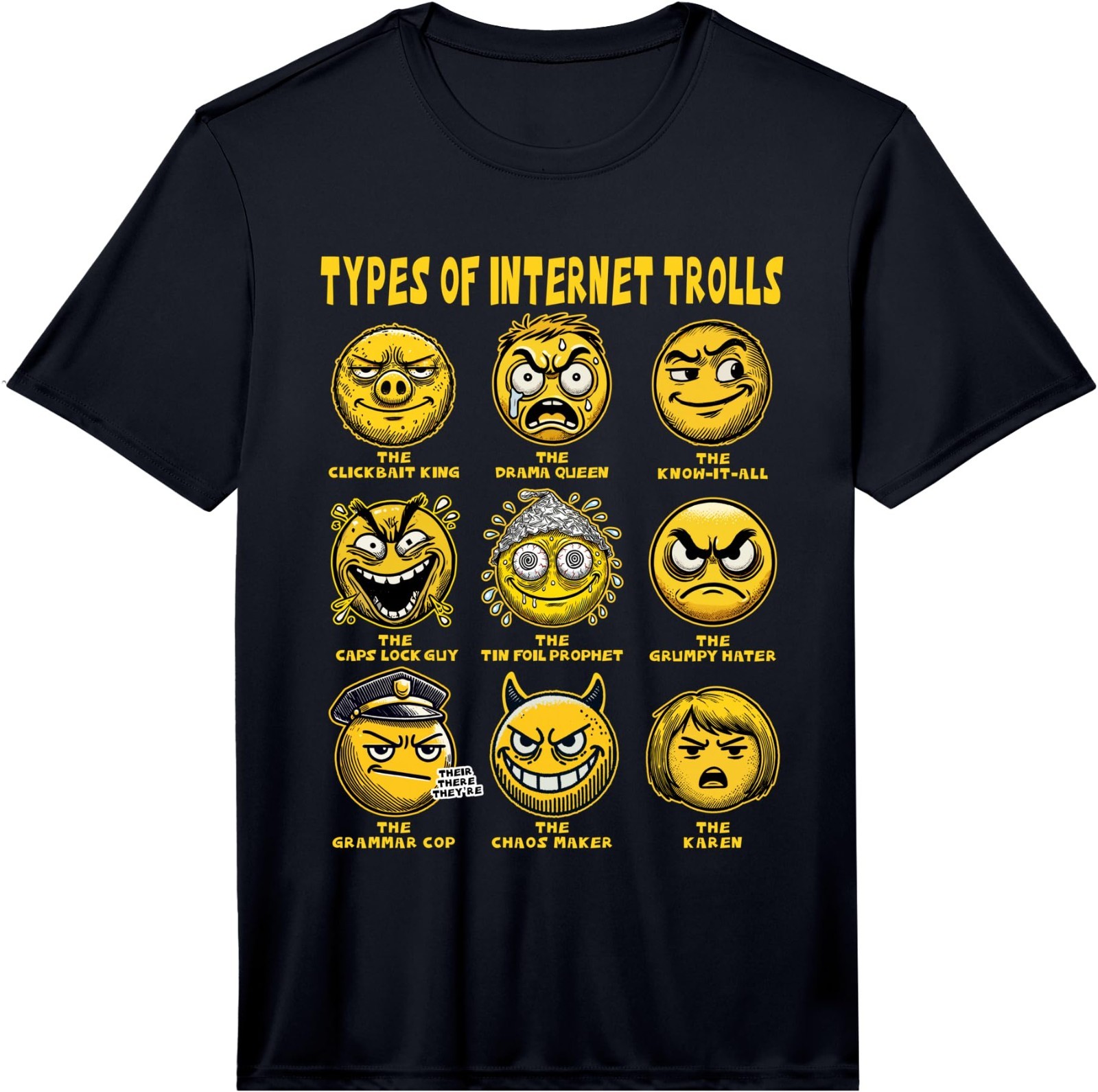 Mens Funny Types of Internet Trolls Meme - Troll Face Performance T-Shirt gallery