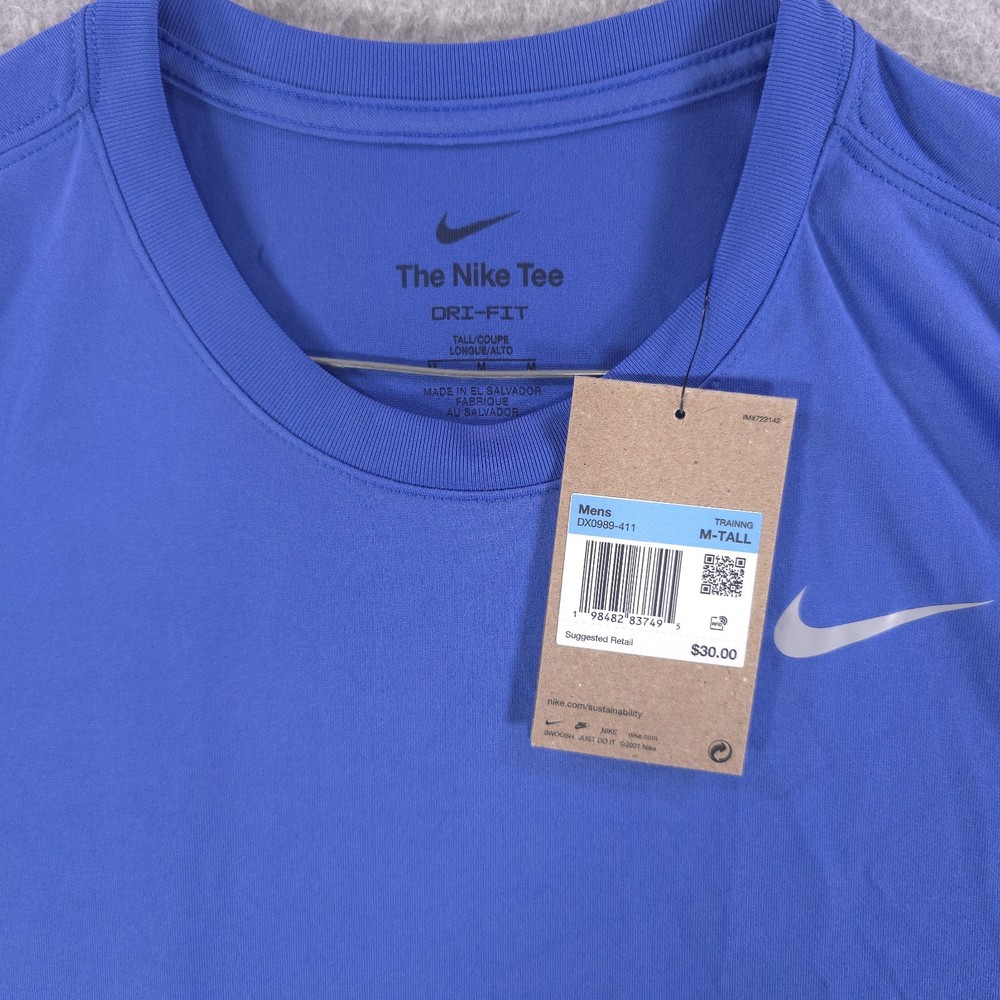 Nike Tee Dri Fit Blue Short Sleeve Training Athletic Crew Shirt Mens Medium