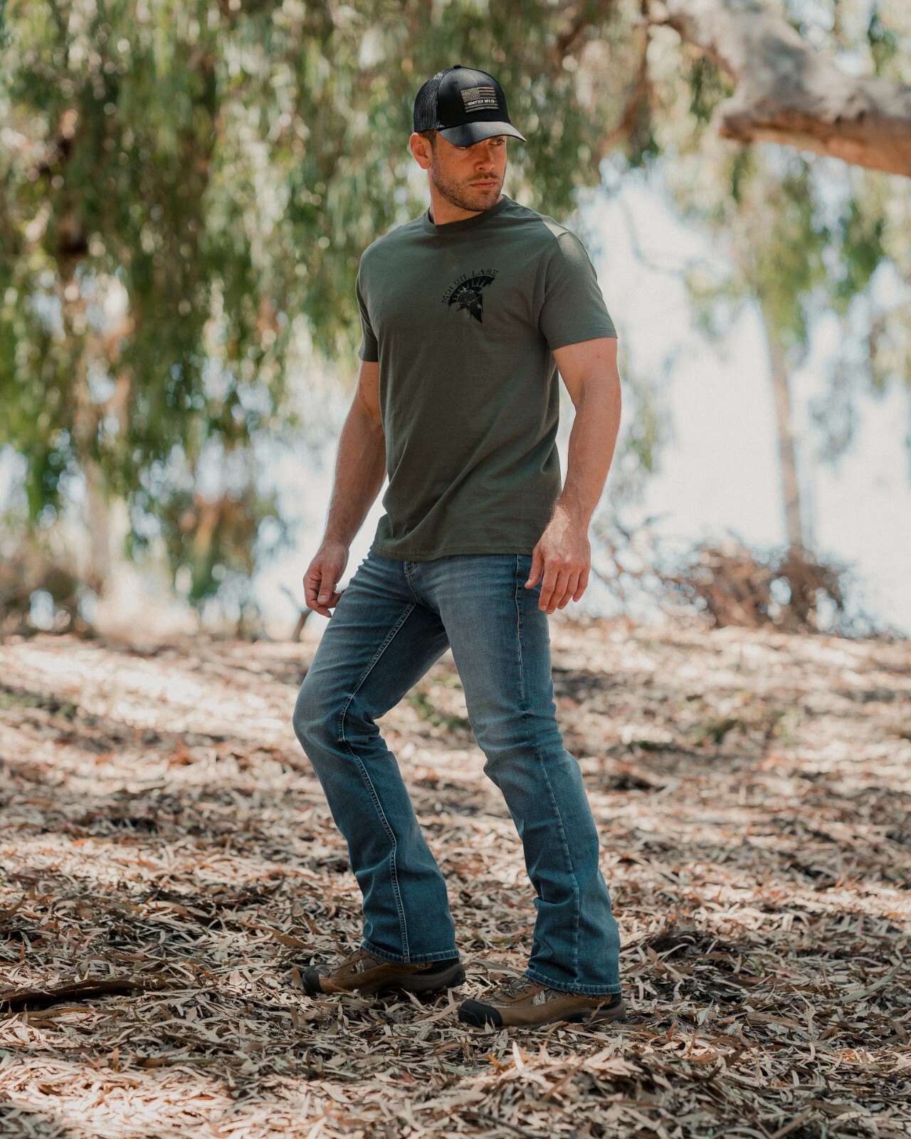 Howitzer Style Men's T-Shirt MOLON LABE Military Green Grunt S M L XL 2XL 3XL gallery