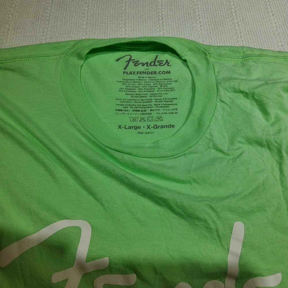 Fender Lime Green Short Sleeve Tee Size XL gallery