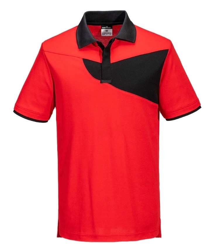 PORTWEST POLO SHIRT (CONTRAST RED WITH BLACK PANEL) X LARGE PW210 FREE POSTAGE gallery