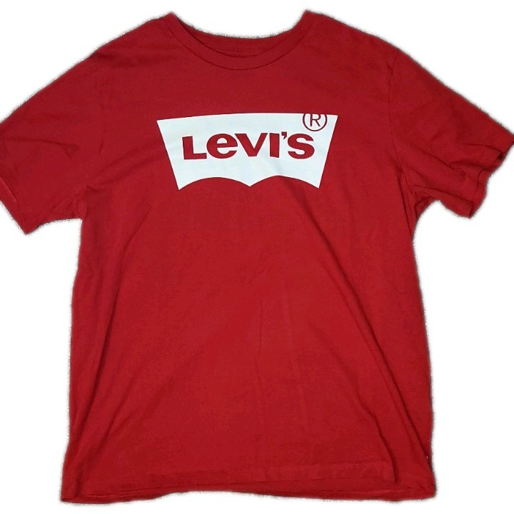 Levis T-shirt Men L Red Graphic Print Logo 100% Cotton.#43240