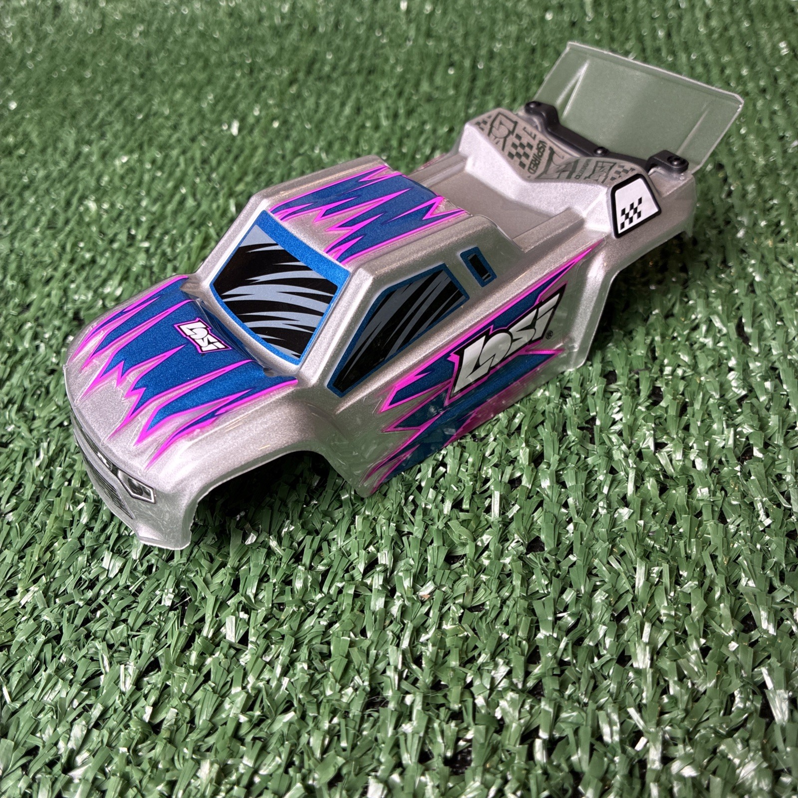 Losi Micro-T 1/28 Stadium Truck Body Silver with Decals and Mount