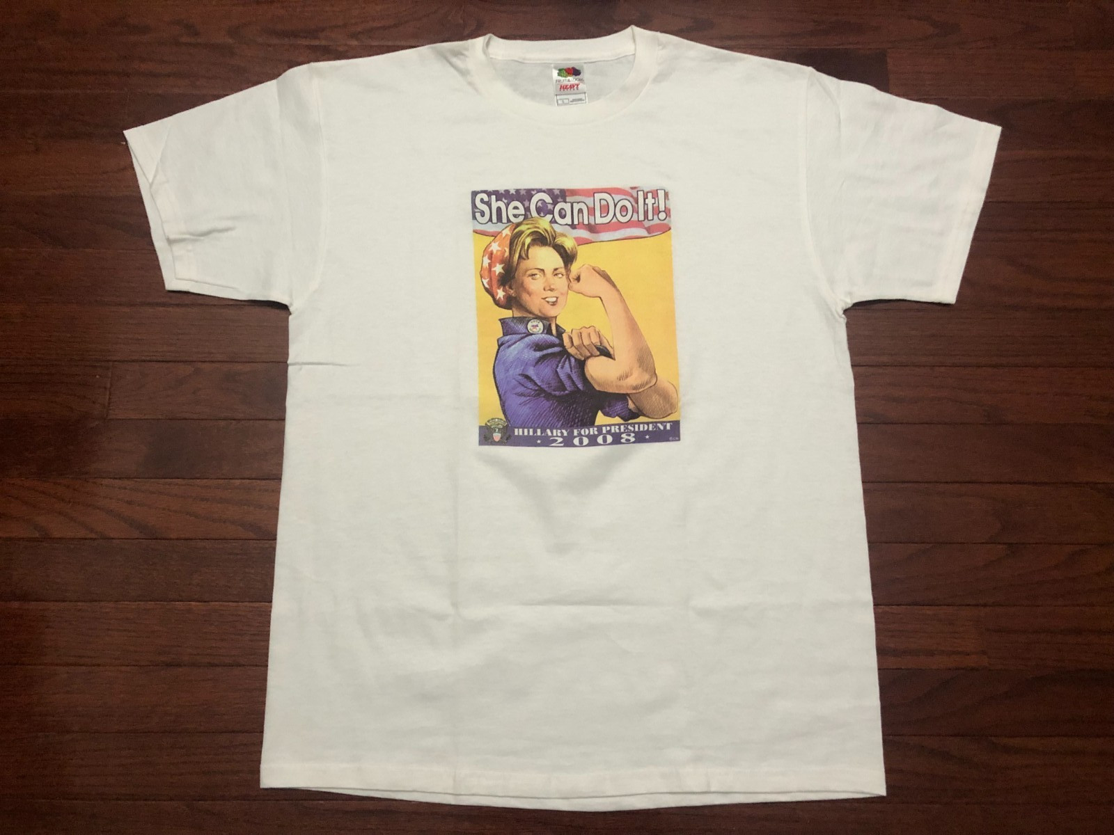 2008 HILLARY CLINTON FOR PRESIDENT T SHIRT MENS LARGE WHITE