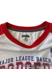 Stitches LA Dodgers Baseball T Shirt 100% Cotton Mend Size XL Good Condition