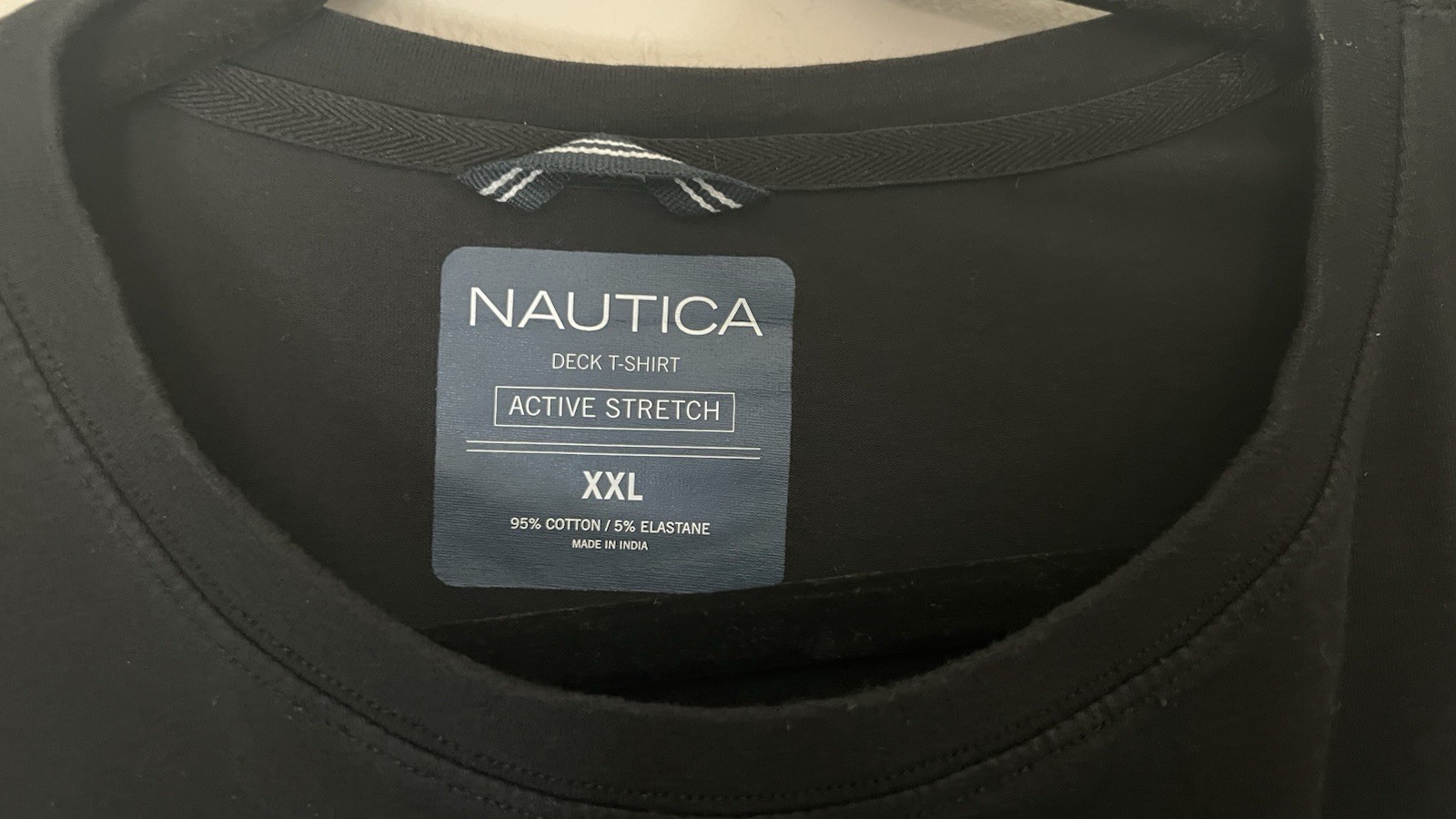 Nautica Deck T-Shirt Mens XXL Black Active Stretch Pocket Crewneck Cotton Tee gallery