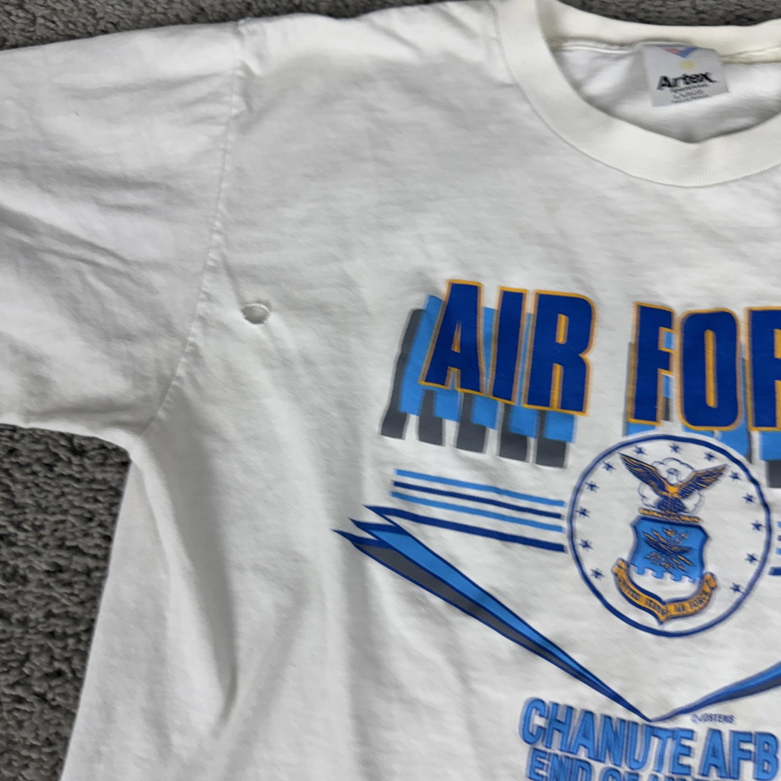 Vintage Artex Air Force Chanute AFB Shirt Mens Large White Graphic 1993 90s gallery