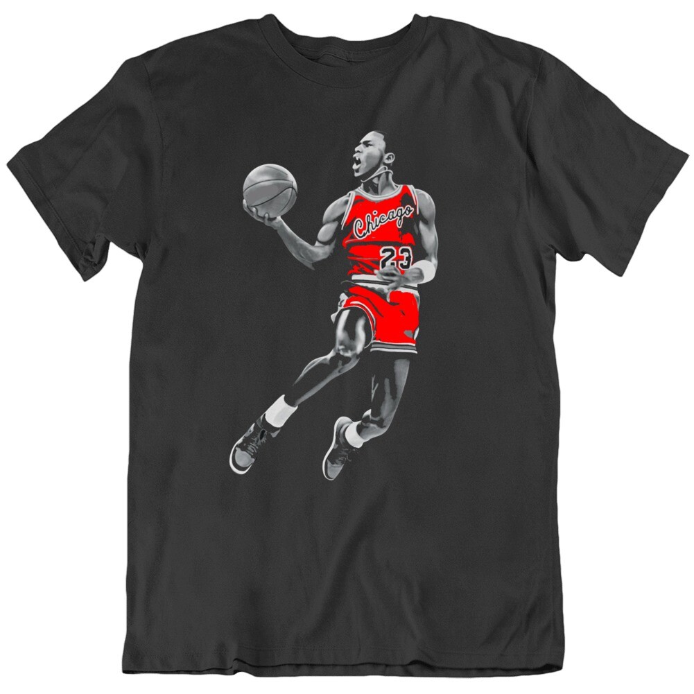 Michael Jordan Retro Bred Black White Poster Retro Fan Black T Shirt gallery