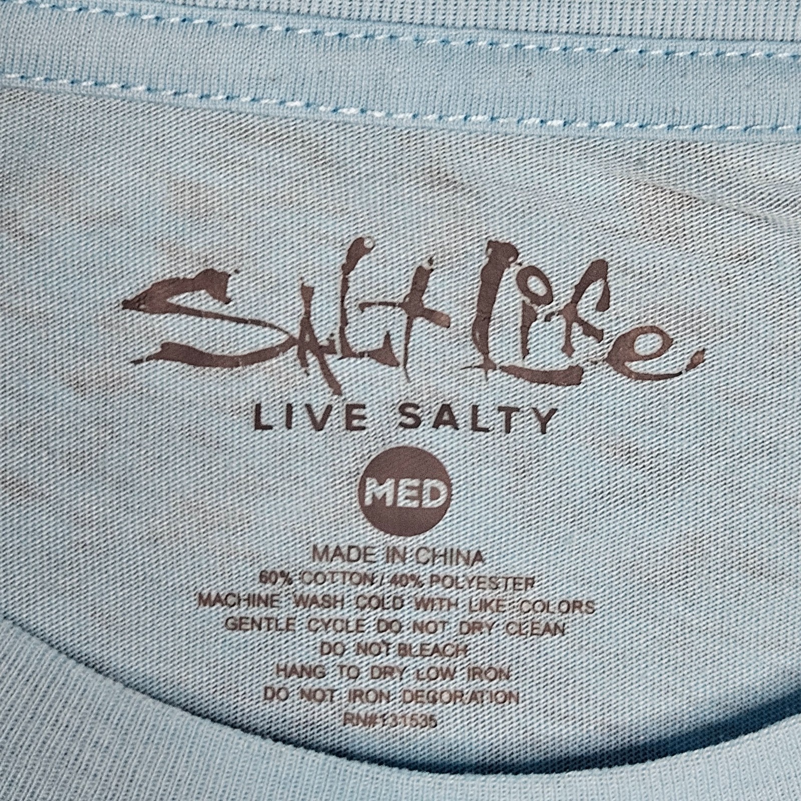 Salt Life T-Shirt Mens Medium Blue Live Salty Graphic Tee Pocket Marlin Oar gallery