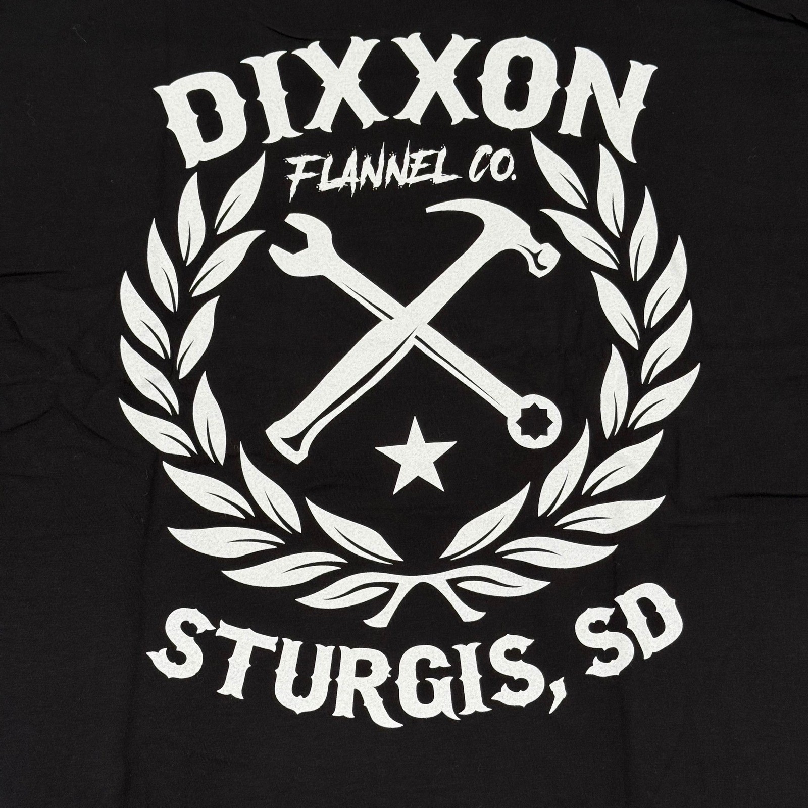 DIXXON Flannel Co. T-Shirt XL Black Sturgis SD Sketchy White Crest Tee NWT Men's gallery