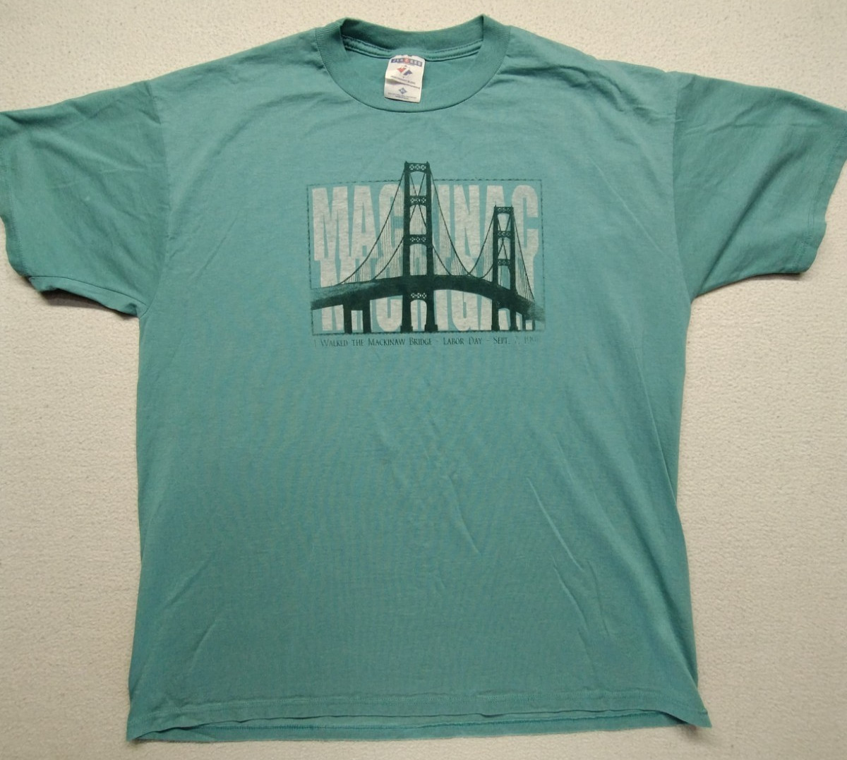 Vintage Mackinac Bridge Labor Day Walk T Shirt 1998 Size XL Men Made In USA gallery
