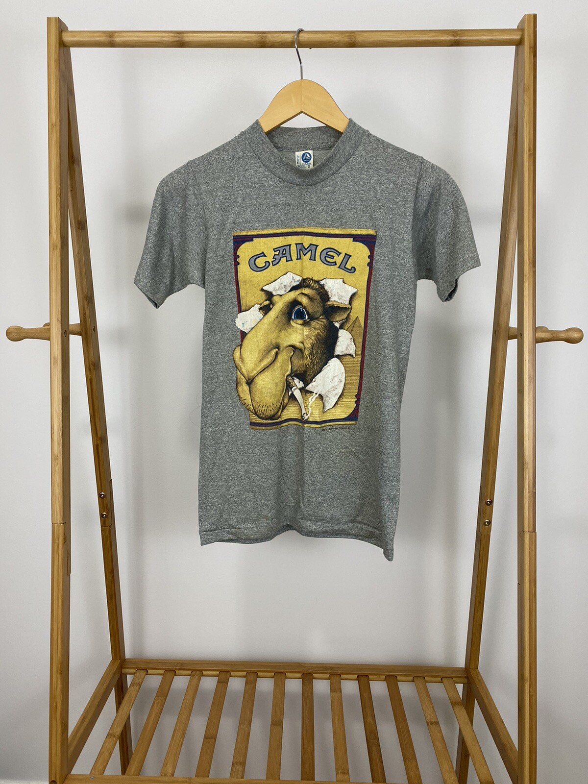 VTG 80s Joe Camel Cigarettes Heather Gray Thin 50/50 T-Shirt RARE Size S gallery