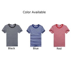 Comfortable Navy Blue and White Striped Men’s Tshirt for Sports and Daily Wear