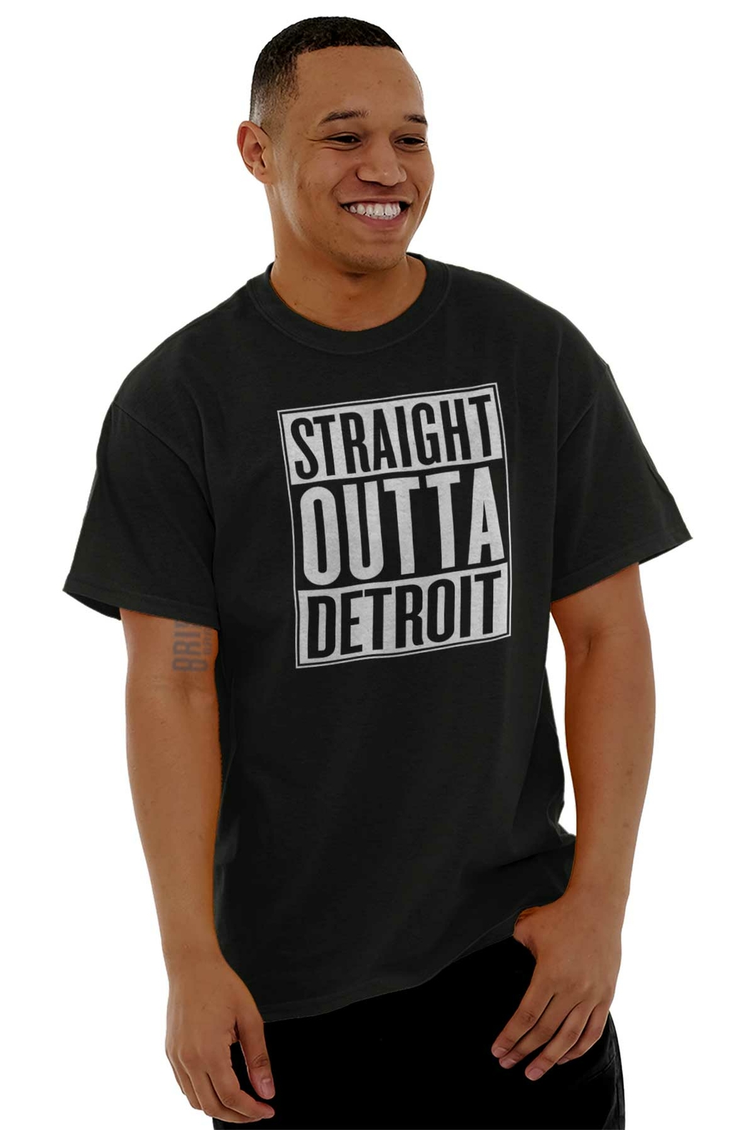 Straight Outta Detroit Michigan Souvenir Womens or Mens Crewneck T Shirt Tee gallery