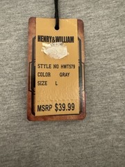 NWT Men’s Henry & William NY Side Zipper Kangaroo Pocket Shirt Size L $40 MSRP