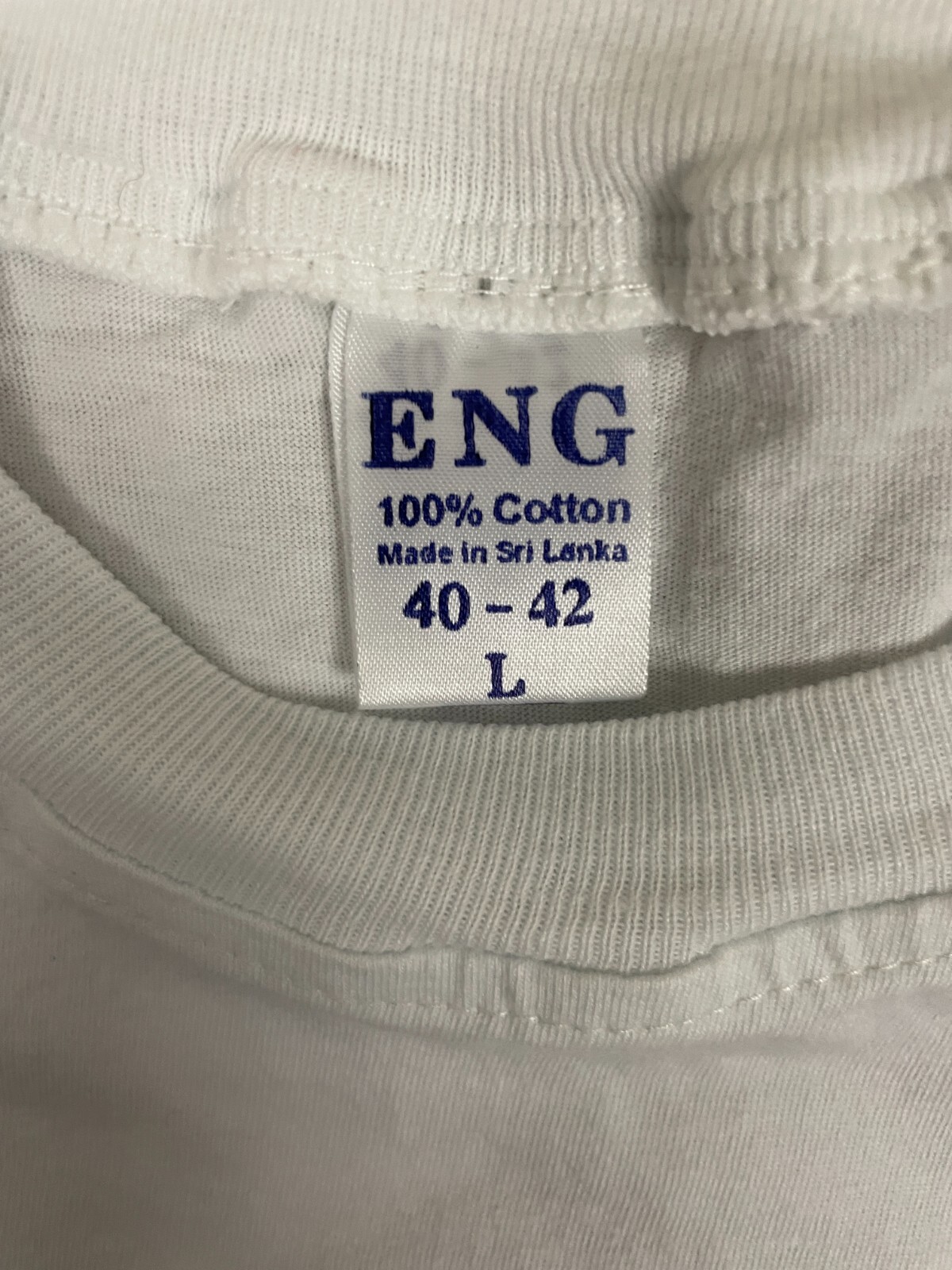 ENG T-Shirt Mens Large Regular Fit Crew Neck Sri Lanka Wildlife Elephant White gallery