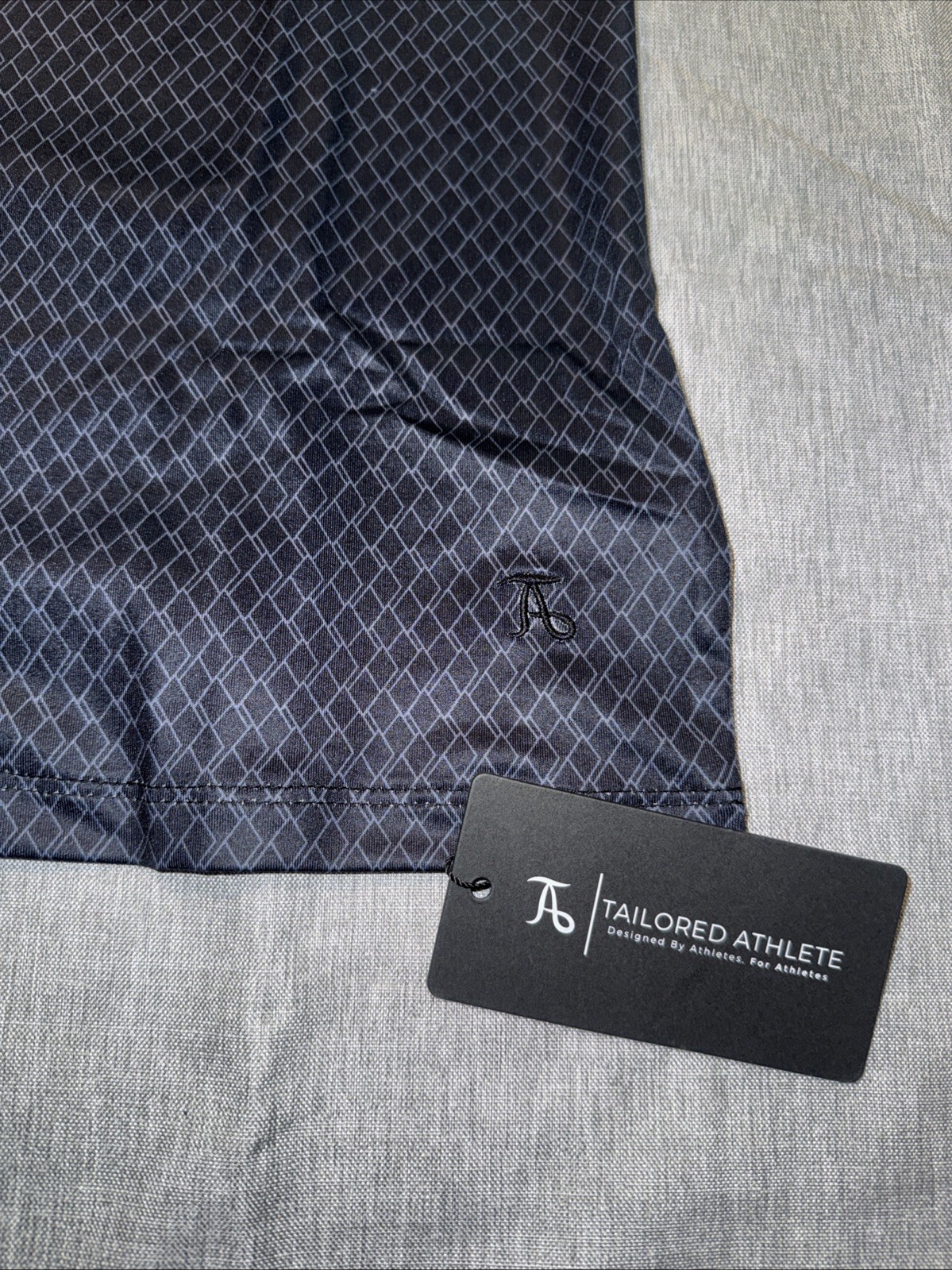 Retro Open Collar Polo In Square Geo Print XL -Brand- Tailored Athlete gallery