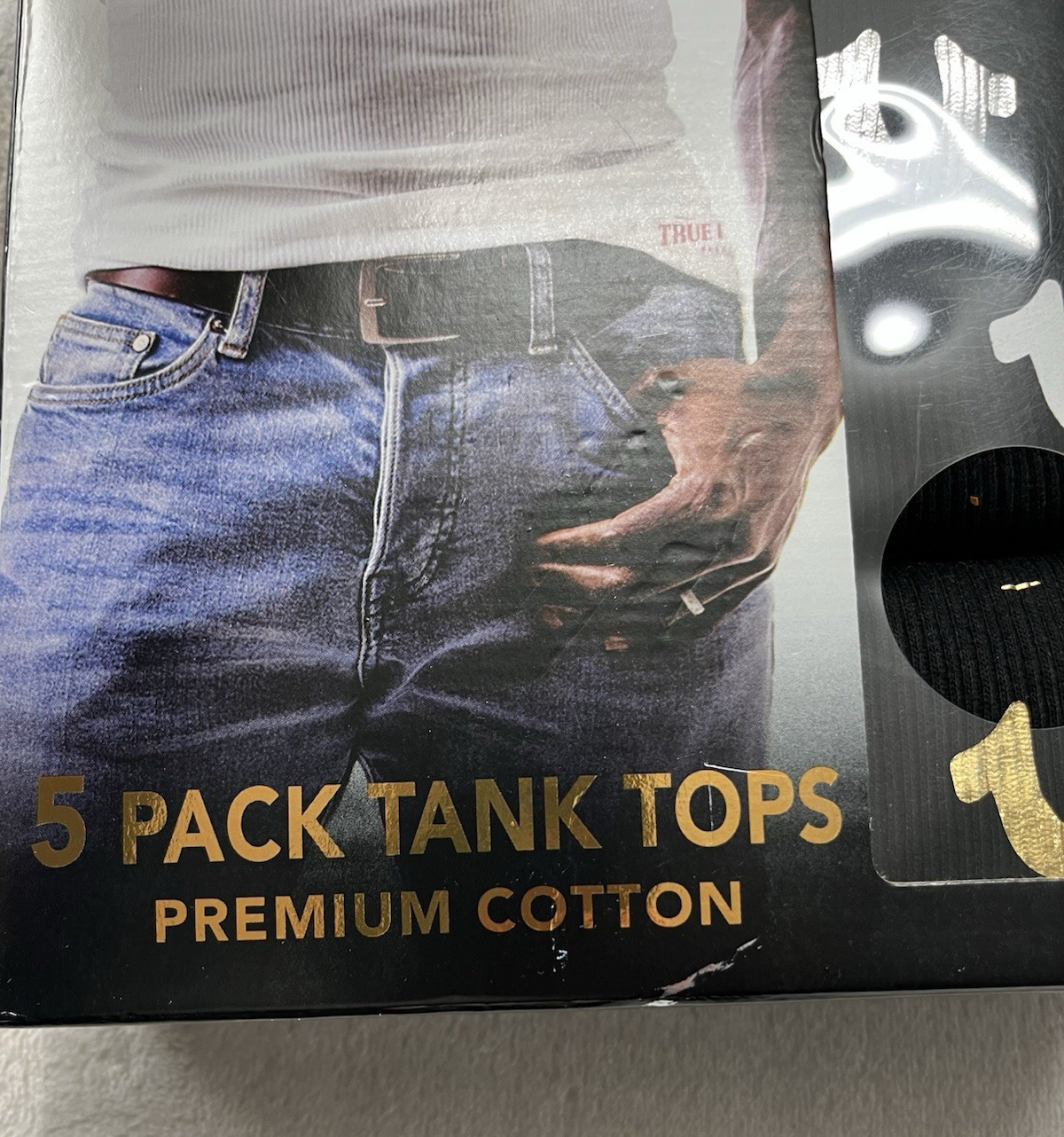 True Religion 5 Pack Tank Top Men Small 34-36 Black Ribbed Tag Free Horseshoe gallery