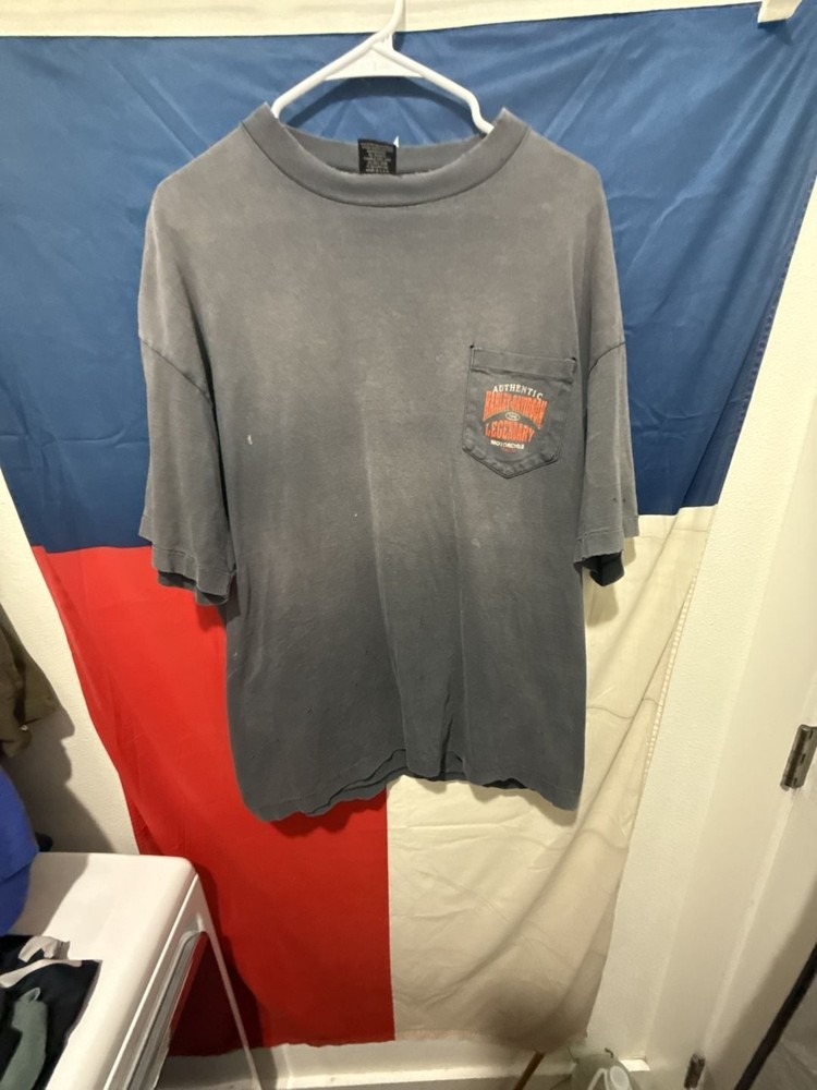 Vintage 1995 Harley-Davidson Graves Lubbock Texas Distressed Pocket T-Shirt XXL