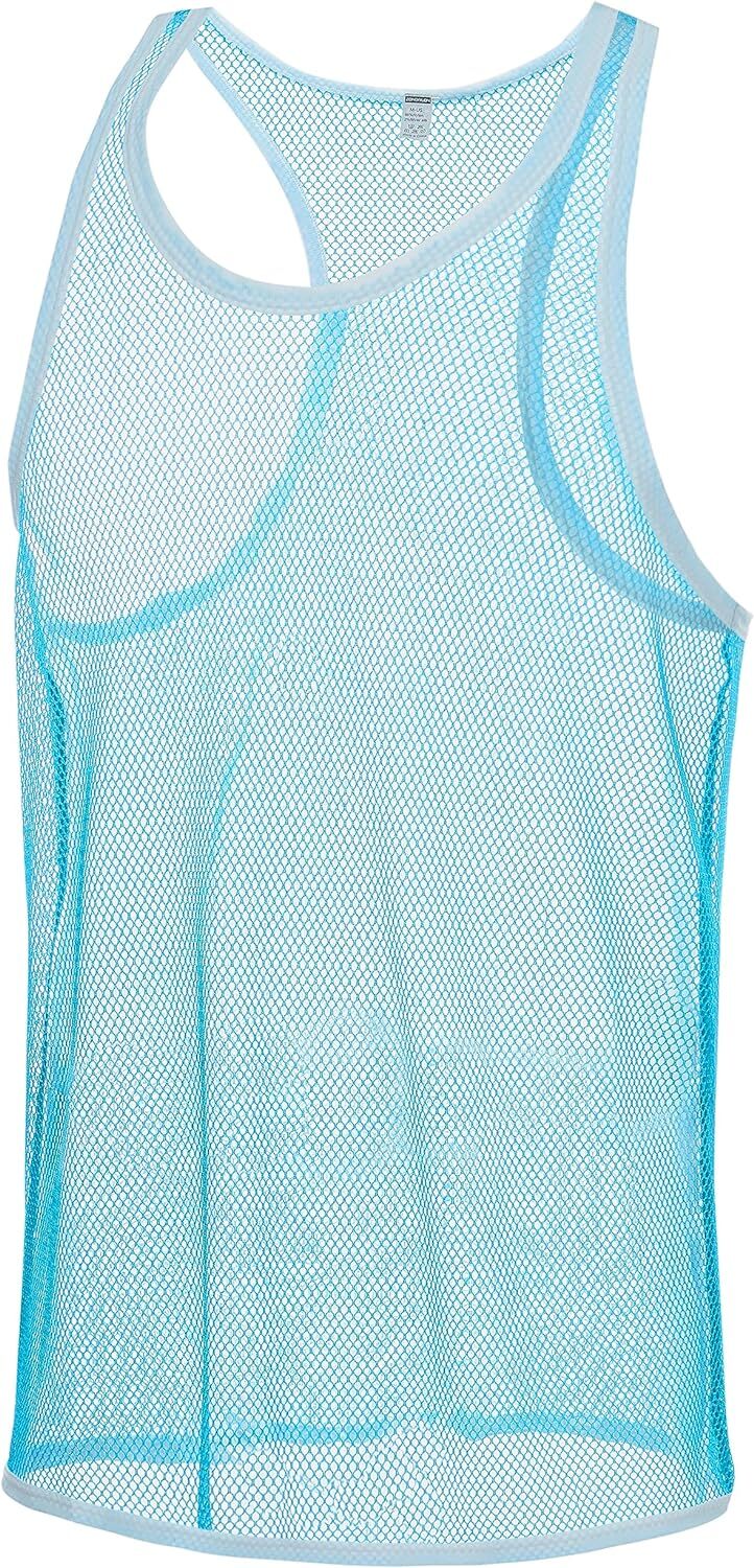 Mens Undershirt Sexy Mesh Vest Breathable Soft See Through Sleeveless Tank Tops gallery