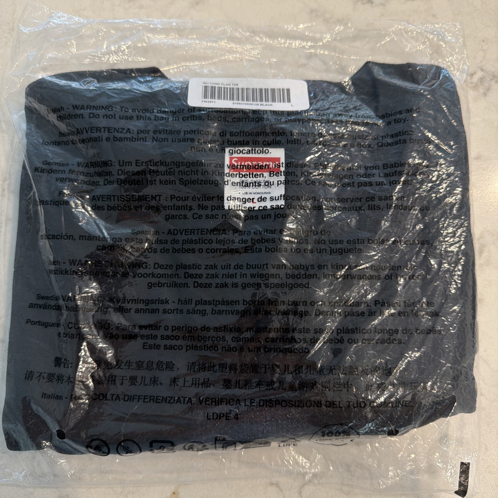 Supreme/Wu-Tang Clan RZA Tee Black Size Large In Hand L gallery